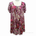 Short Sleeve Dress with Floral Pattern and Sequin